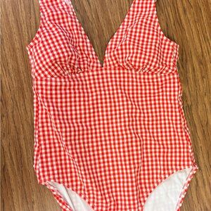 Shade & Shore Red Gingham One-Piece Swimsuit